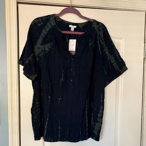 J. Jill Dark Blue and Olive Blouse